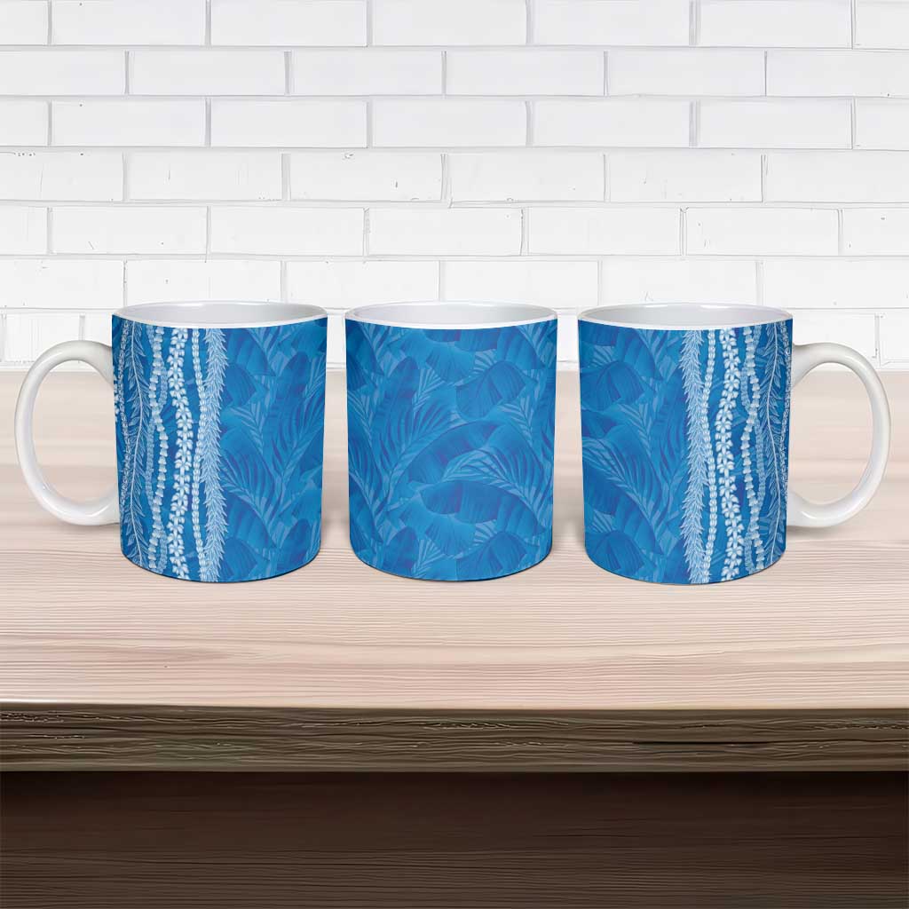 Hawaii Prince Kuhio Ceramic Mug Blue Hawaiian Lau Maia With Leis