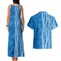 Hawaii Prince Kuhio Couples Matching Tank Maxi Dress and Hawaiian Shirt Blue Hawaiian Lau Maia With Leis LT05 - Polynesian Pride