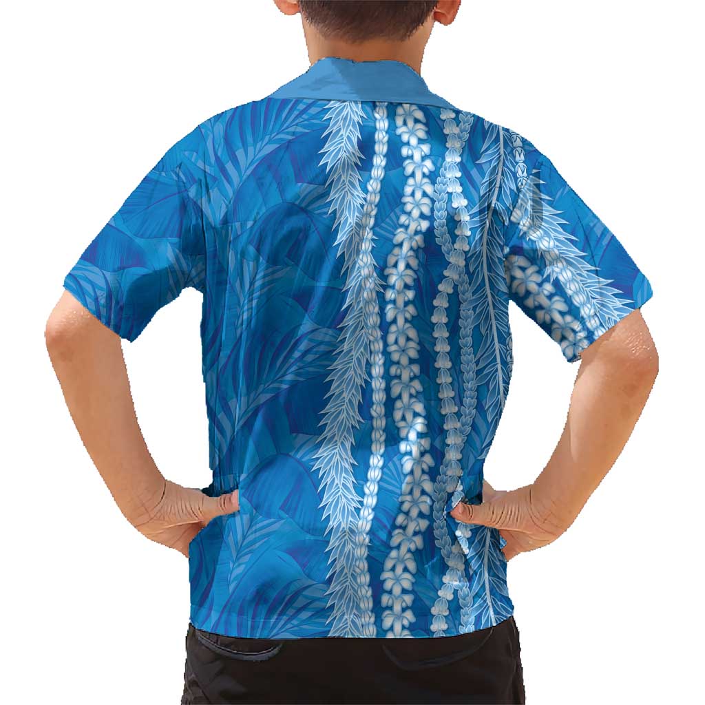 Hawaii Prince Kuhio Family Matching Mermaid Dress and Hawaiian Shirt Blue Hawaiian Lau Maia With Leis LT05 - Polynesian Pride