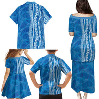 Hawaii Prince Kuhio Family Matching Puletasi and Hawaiian Shirt Blue Hawaiian Lau Maia With Leis LT05 - Polynesian Pride