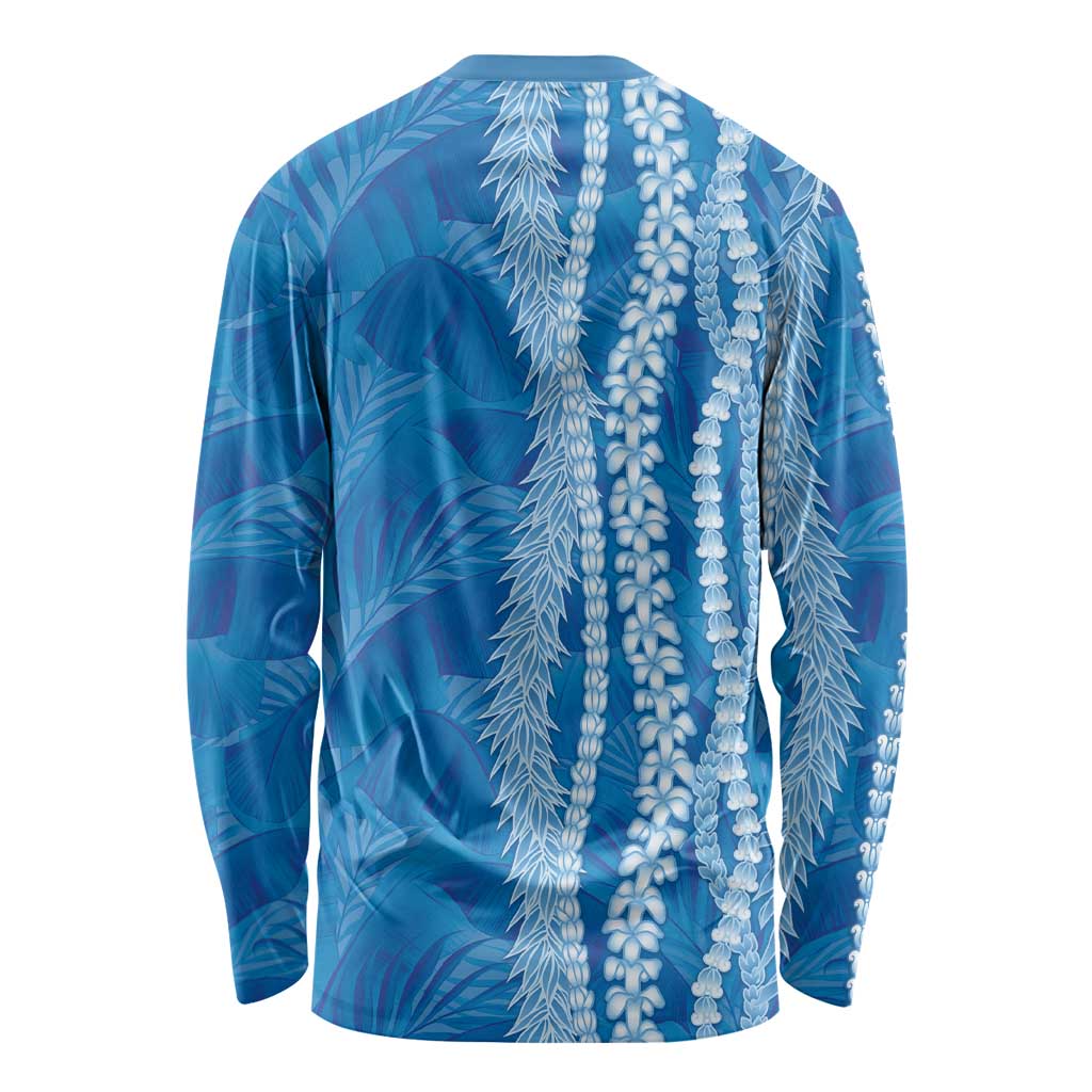 Hawaii Prince Kuhio Long Sleeve Shirt Blue Hawaiian Lau Maia With Leis