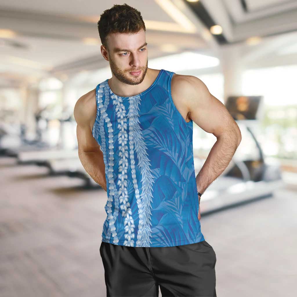Hawaii Prince Kuhio Men Tank Top Blue Hawaiian Lau Maia With Leis
