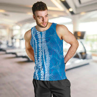 Hawaii Prince Kuhio Men Tank Top Blue Hawaiian Lau Maia With Leis