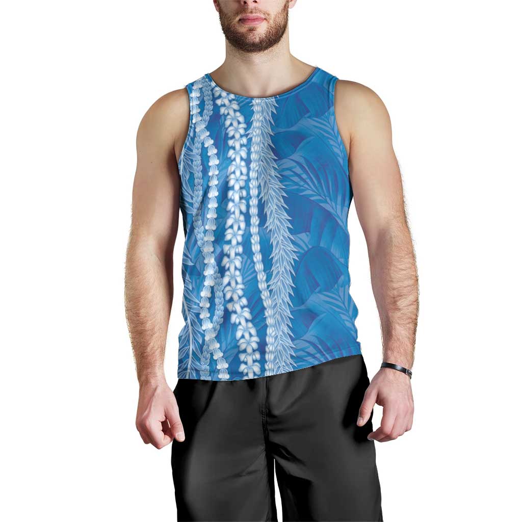 Hawaii Prince Kuhio Men Tank Top Blue Hawaiian Lau Maia With Leis