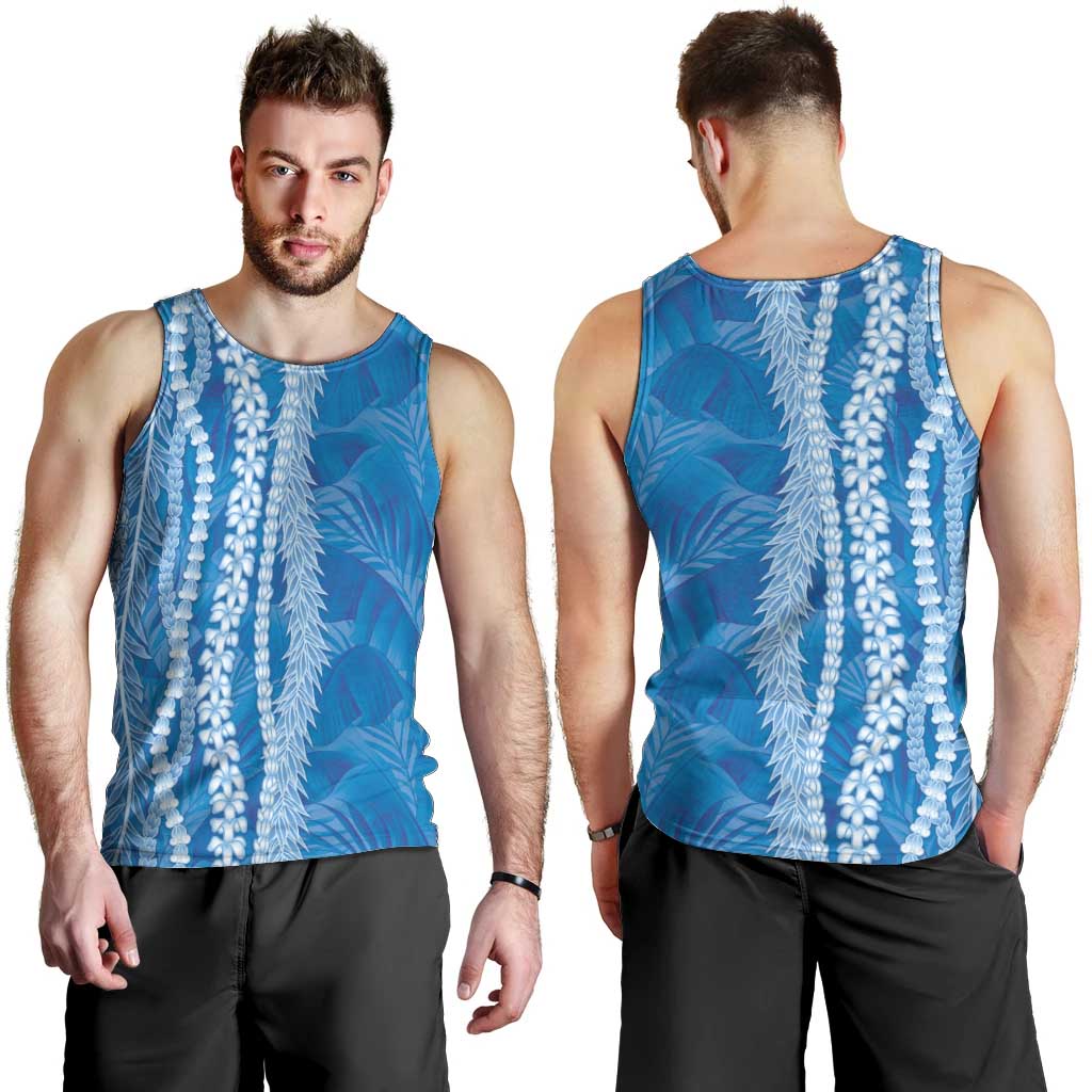 Hawaii Prince Kuhio Men Tank Top Blue Hawaiian Lau Maia With Leis