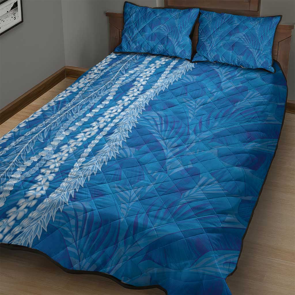 Hawaii Prince Kuhio Quilt Bed Set Blue Hawaiian Lau Maia With Leis