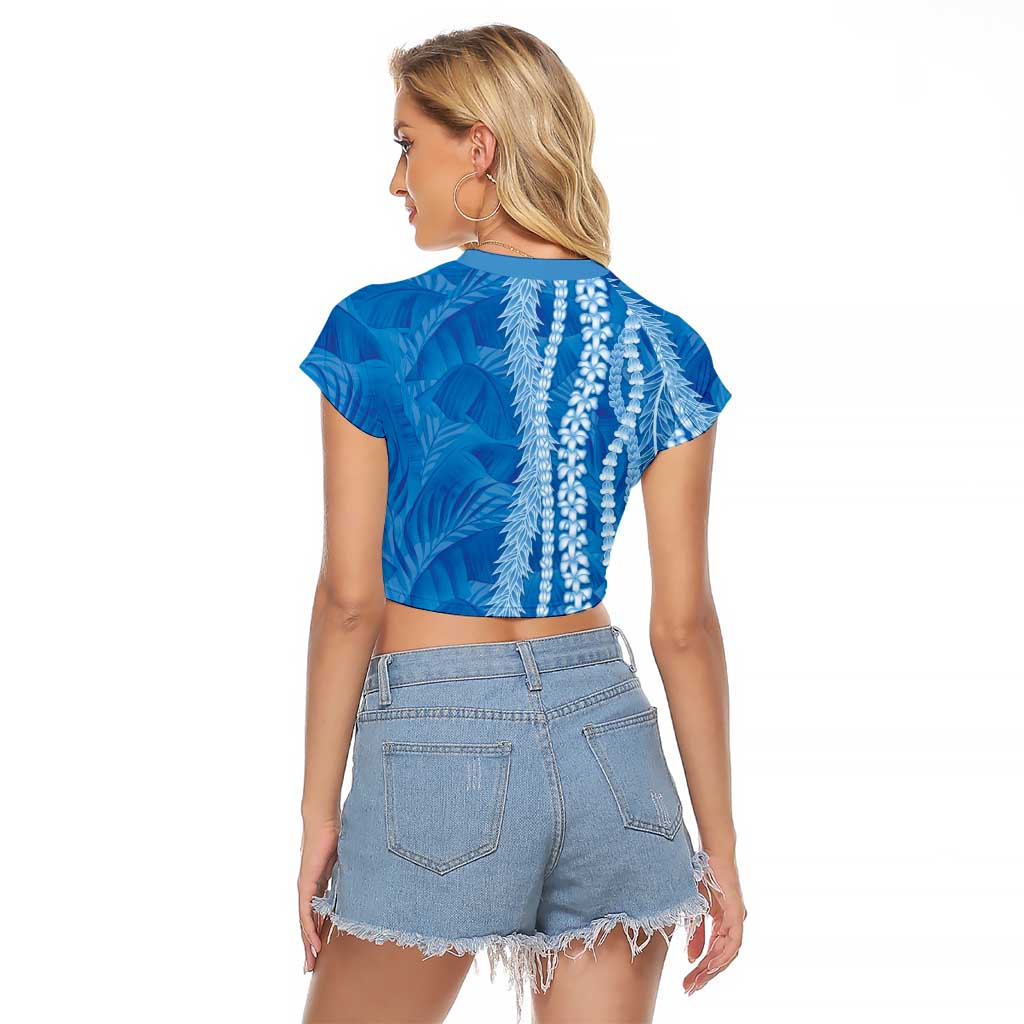 Hawaii Prince Kuhio Raglan Cropped T Shirt Blue Hawaiian Lau Maia With Leis