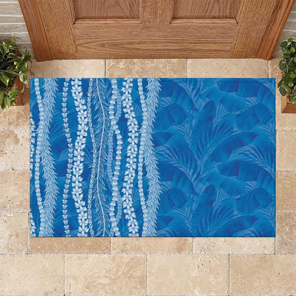 Hawaii Prince Kuhio Rubber Doormat Blue Hawaiian Lau Maia With Leis