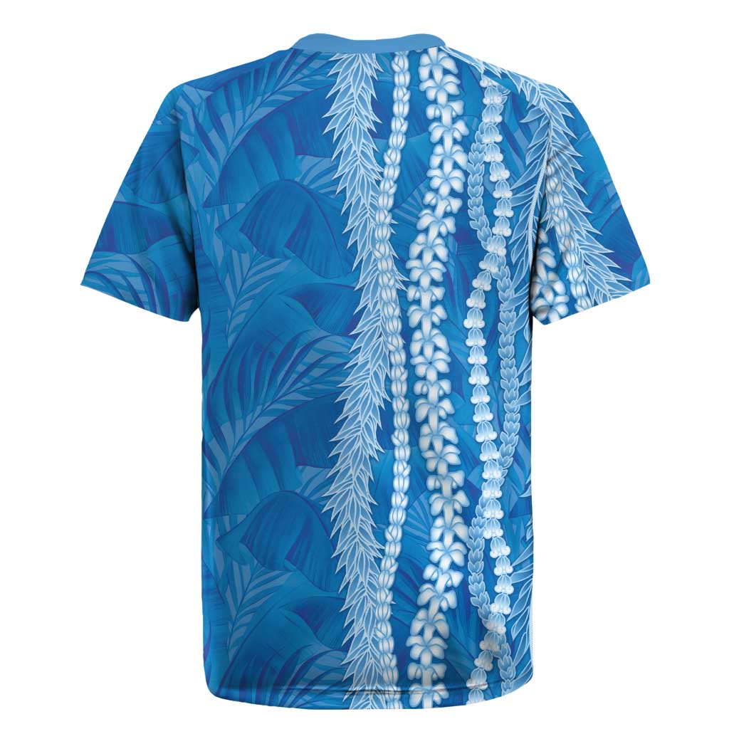 Hawaii Prince Kuhio Rugby Jersey Blue Hawaiian Lau Maia With Leis