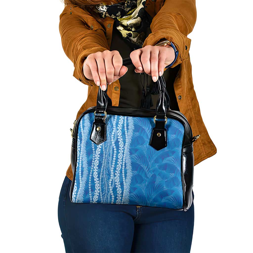Hawaii Prince Kuhio Shoulder Handbag Blue Hawaiian Lau Maia With Leis