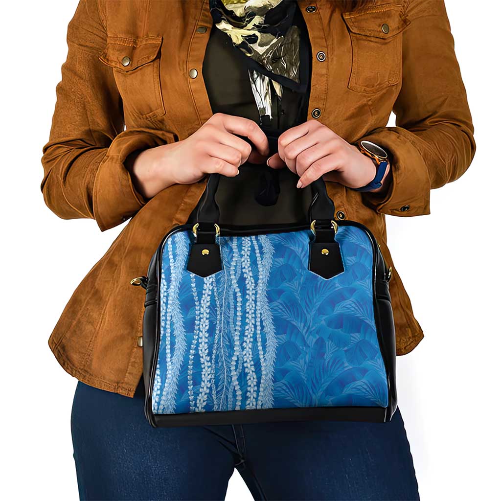 Hawaii Prince Kuhio Shoulder Handbag Blue Hawaiian Lau Maia With Leis