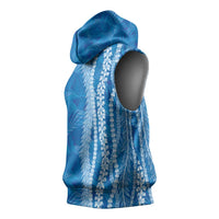 Hawaii Prince Kuhio Sleeveless Hoodie Blue Hawaiian Lau Maia With Leis