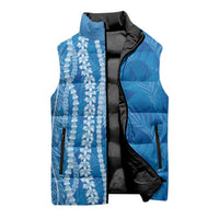 Hawaii Prince Kuhio Sleeveless Puffer Jacket Blue Hawaiian Lau Maia With Leis