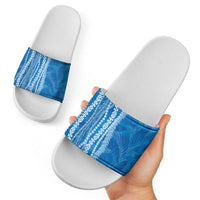 Hawaii Prince Kuhio Slide Sandals Blue Hawaiian Lau Maia With Leis