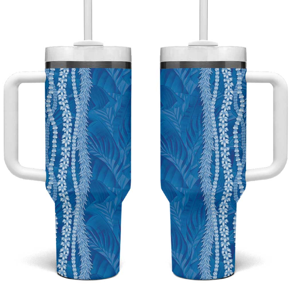 Hawaii Prince Kuhio Tumbler With Handle Blue Hawaiian Lau Maia With Leis