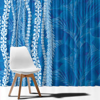 Hawaii Prince Kuhio Window Curtain Blue Hawaiian Lau Maia With Leis