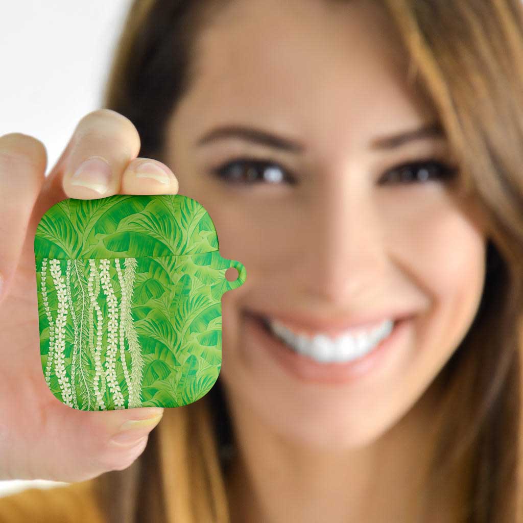 Hawaii Prince Kuhio AirPods Case Lime Green Hawaiian Lau Maia With Leis
