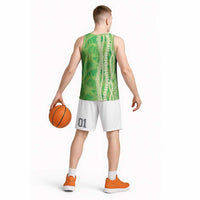 Hawaii Prince Kuhio Basketball Jersey Lime Green Hawaiian Lau Maia With Leis