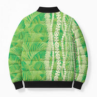 Hawaii Prince Kuhio Bomber Puffer Jacket Lime Green Hawaiian Lau Maia With Leis