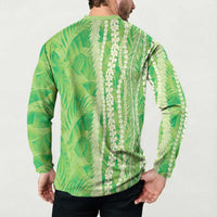 Hawaii Prince Kuhio Button Sweatshirt Lime Green Hawaiian Lau Maia With Leis