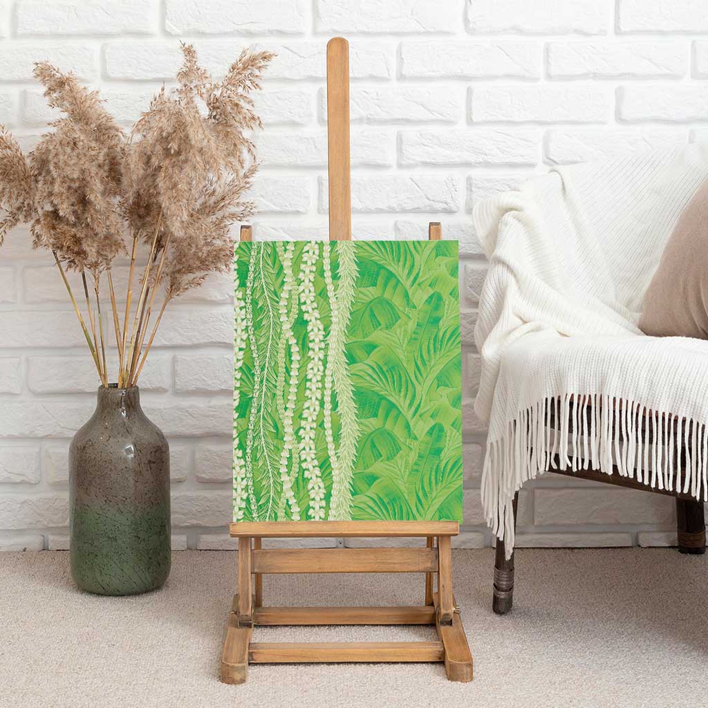 Hawaii Prince Kuhio Canvas Wall Art Lime Green Hawaiian Lau Maia With Leis