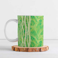 Hawaii Prince Kuhio Ceramic Mug Lime Green Hawaiian Lau Maia With Leis