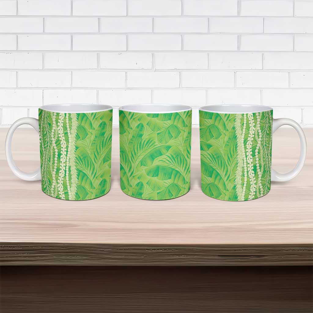 Hawaii Prince Kuhio Ceramic Mug Lime Green Hawaiian Lau Maia With Leis