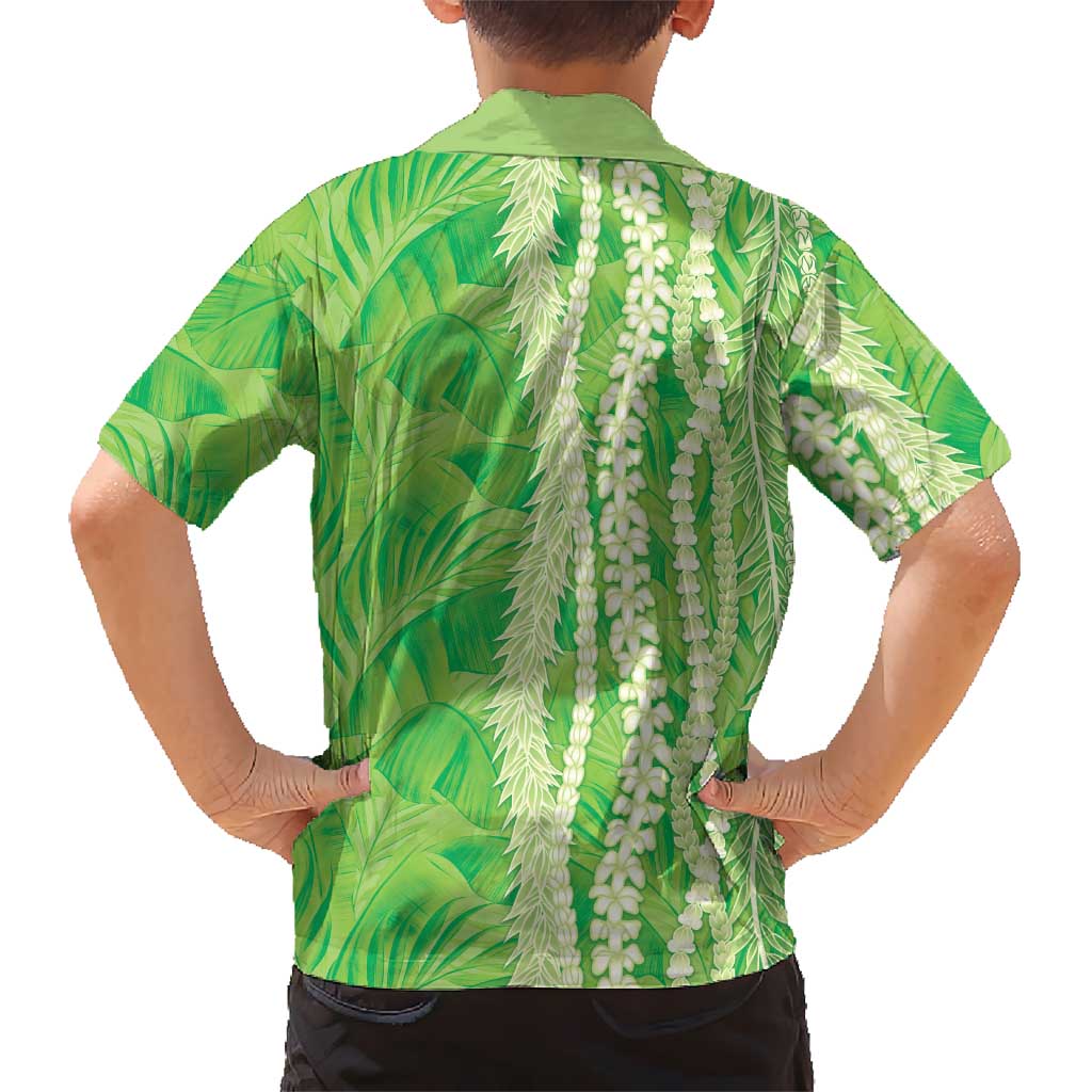 Hawaii Prince Kuhio Family Matching Mermaid Dress and Hawaiian Shirt Lime Green Hawaiian Lau Maia With Leis LT05 - Polynesian Pride