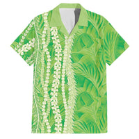 Hawaii Prince Kuhio Family Matching Off The Shoulder Long Sleeve Dress and Hawaiian Shirt Lime Green Hawaiian Lau Maia With Leis LT05 Dad's Shirt - Short Sleeve Green - Polynesian Pride