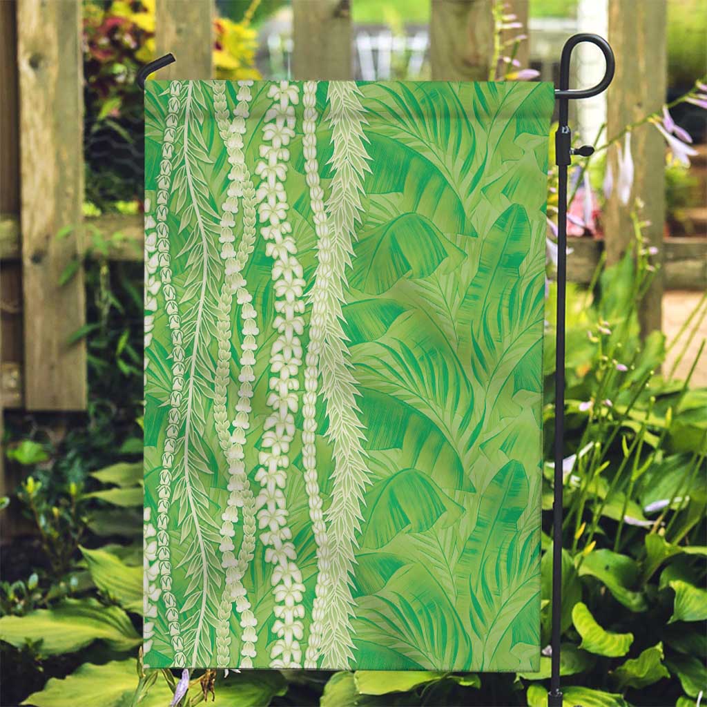 Hawaii Prince Kuhio Garden Flag Lime Green Hawaiian Lau Maia With Leis
