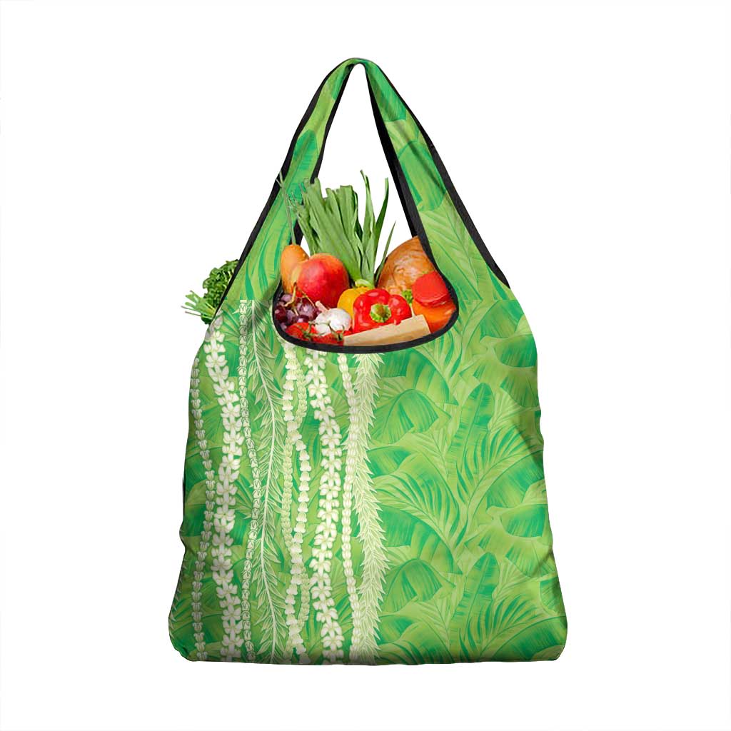 Hawaii Prince Kuhio Grocery Bag Lime Green Hawaiian Lau Maia With Leis