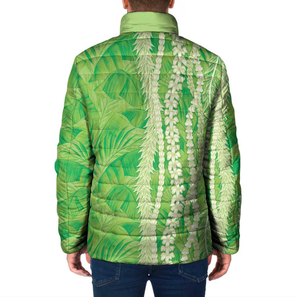 Hawaii Prince Kuhio Padded Jacket Lime Green Hawaiian Lau Maia With Leis