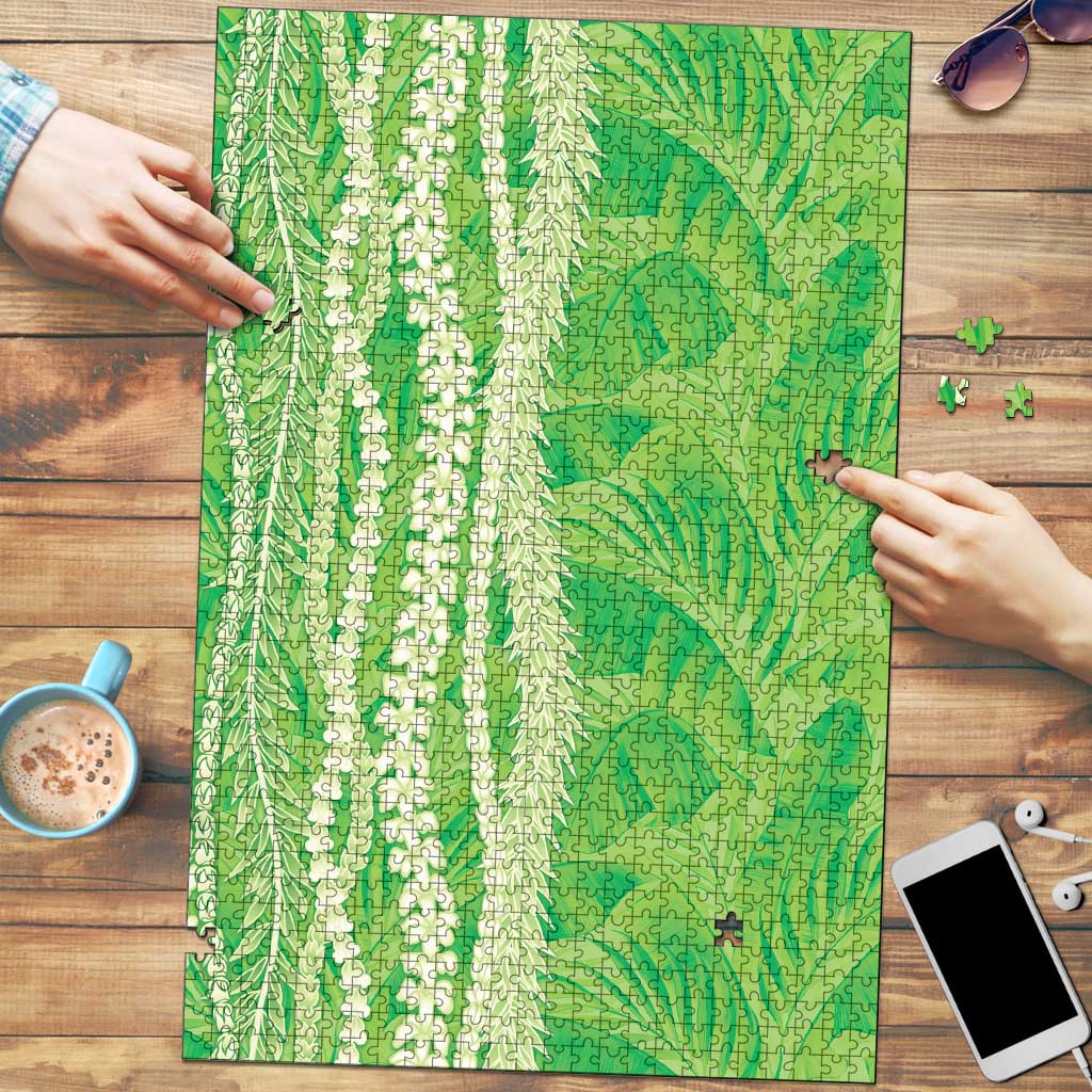 Hawaii Prince Kuhio Puzzle Lime Green Hawaiian Lau Maia With Leis