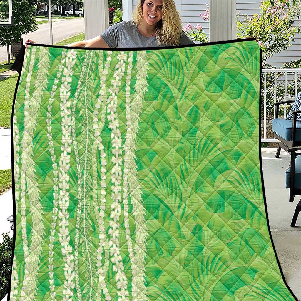 Hawaii Prince Kuhio Quilt Lime Green Hawaiian Lau Maia With Leis