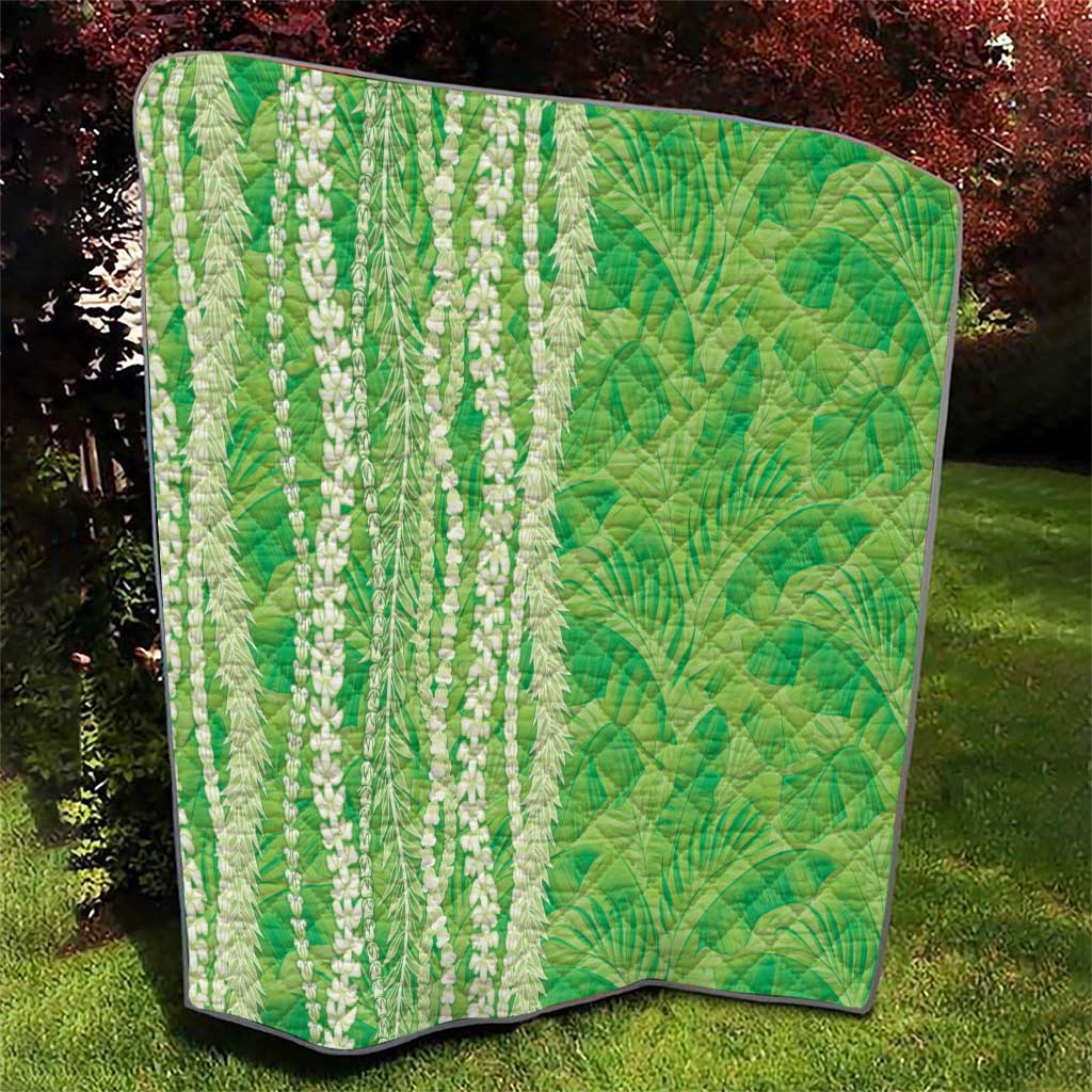 Hawaii Prince Kuhio Quilt Lime Green Hawaiian Lau Maia With Leis