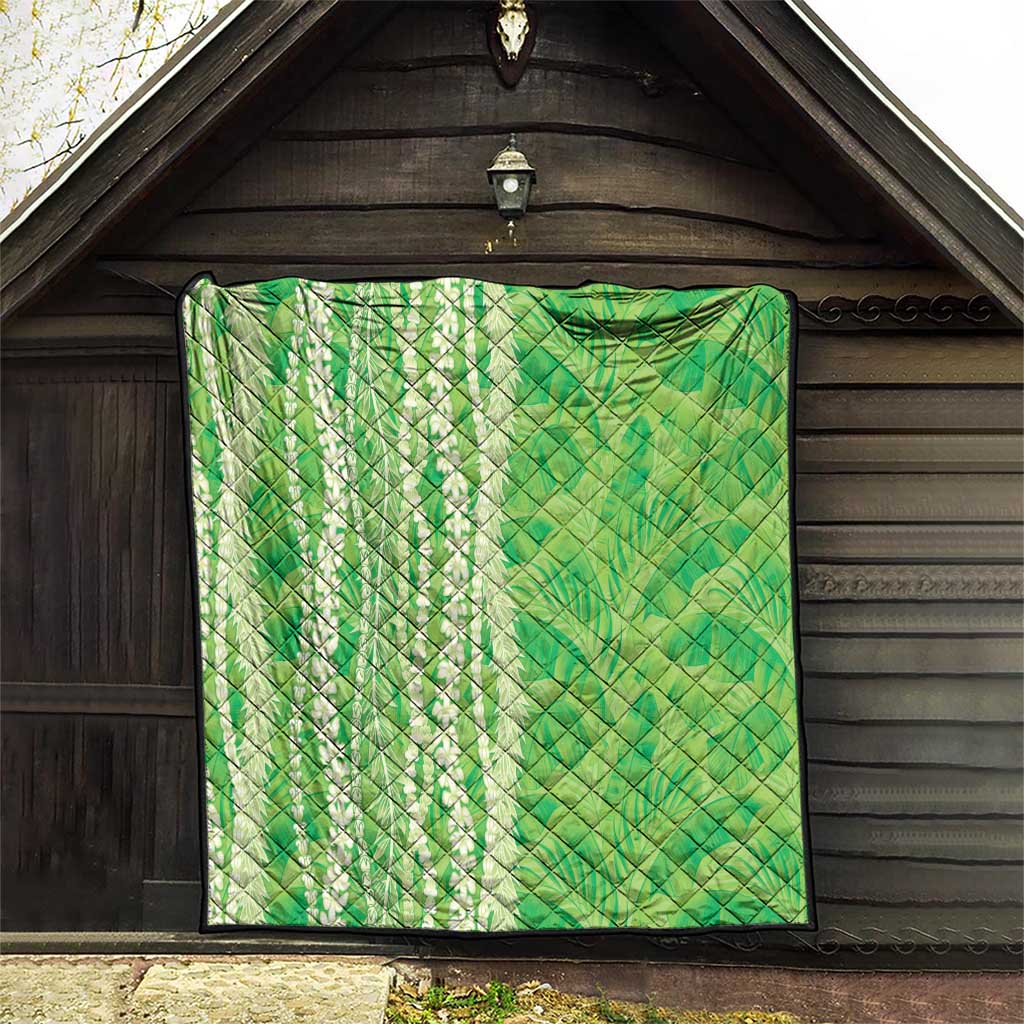 Hawaii Prince Kuhio Quilt Lime Green Hawaiian Lau Maia With Leis
