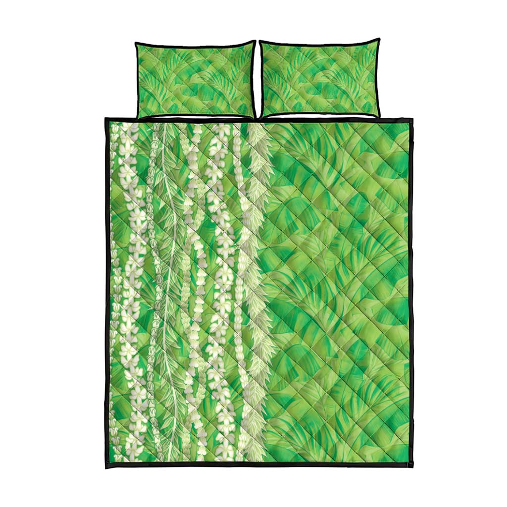 Hawaii Prince Kuhio Quilt Bed Set Lime Green Hawaiian Lau Maia With Leis