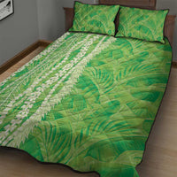 Hawaii Prince Kuhio Quilt Bed Set Lime Green Hawaiian Lau Maia With Leis
