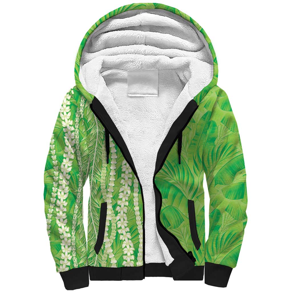 Hawaii Prince Kuhio Sherpa Hoodie Lime Green Hawaiian Lau Maia With Leis