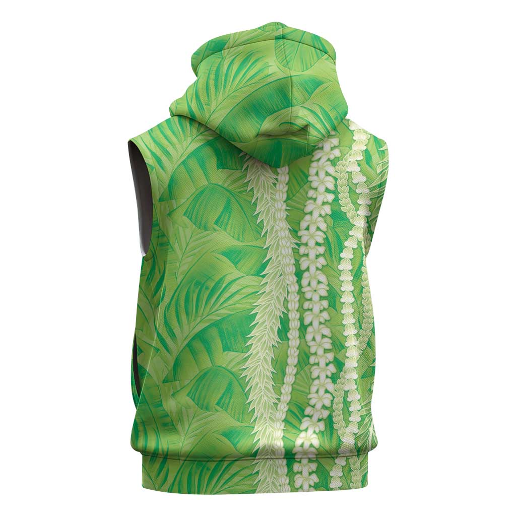 Hawaii Prince Kuhio Sleeveless Hoodie Lime Green Hawaiian Lau Maia With Leis