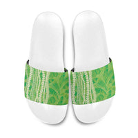 Hawaii Prince Kuhio Slide Sandals Lime Green Hawaiian Lau Maia With Leis