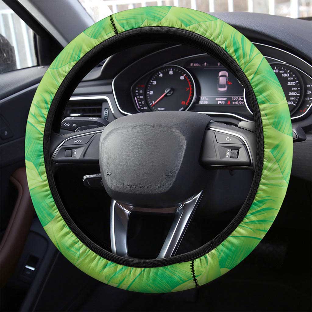 Hawaii Prince Kuhio Steering Wheel Cover Lime Green Hawaiian Lau Maia With Leis