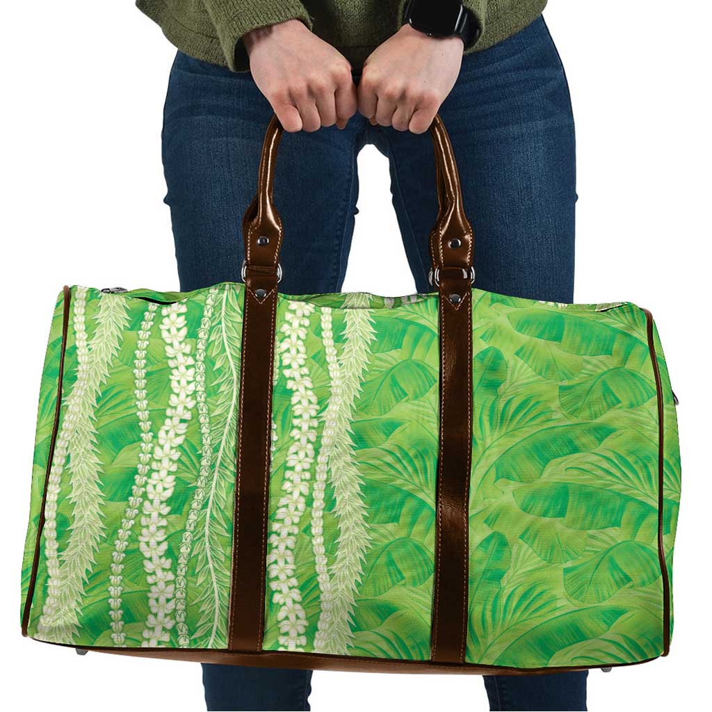 Hawaii Prince Kuhio Travel Bag Lime Green Hawaiian Lau Maia With Leis