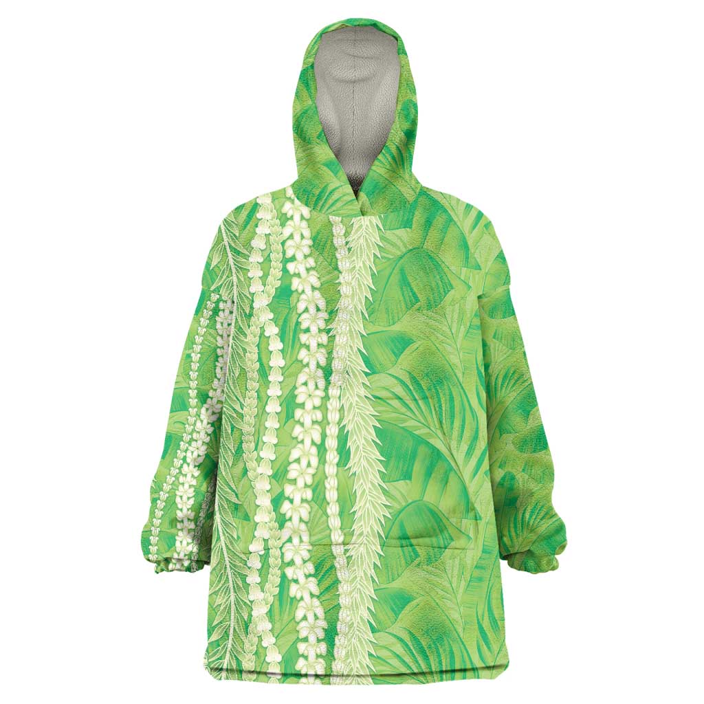 Hawaii Prince Kuhio Wearable Blanket Hoodie Lime Green Hawaiian Lau Maia With Leis