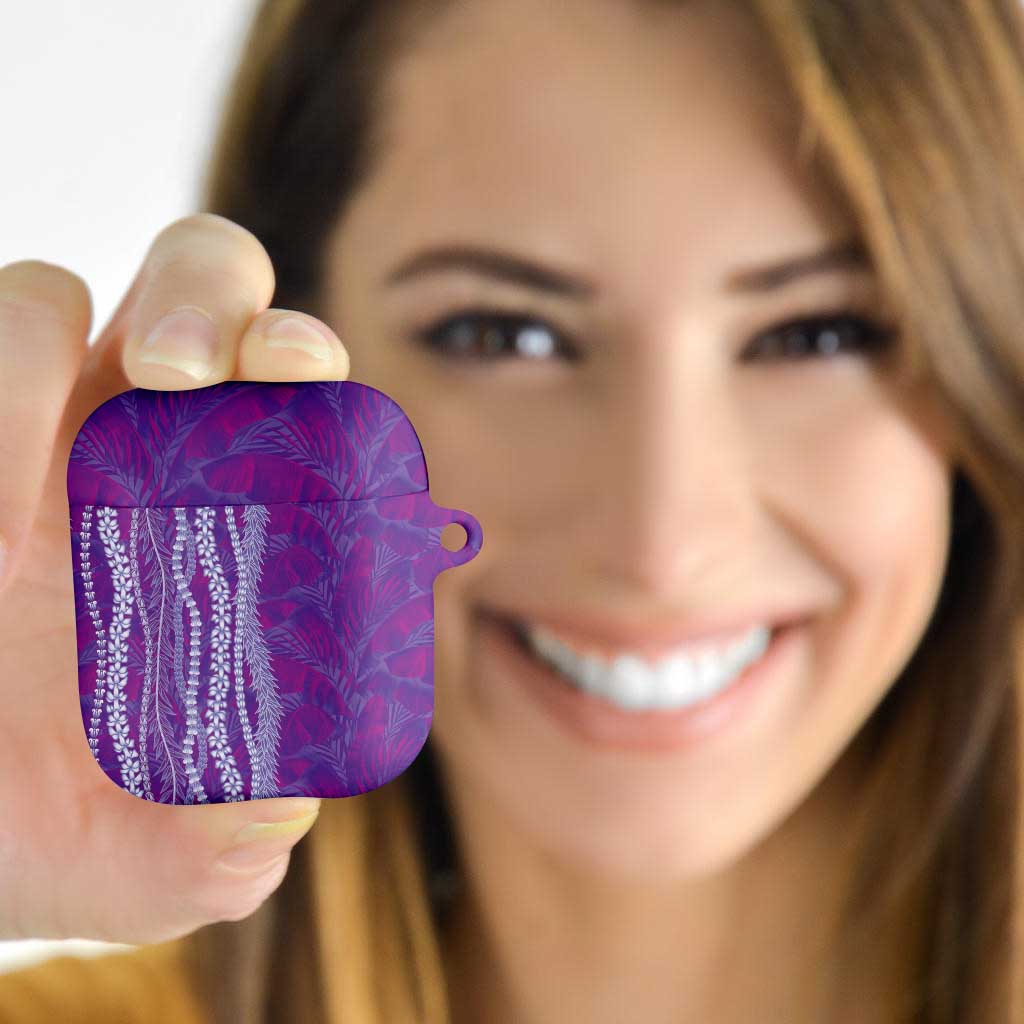 Hawaii Prince Kuhio AirPods Case Violet Hawaiian Lau Maia With Leis