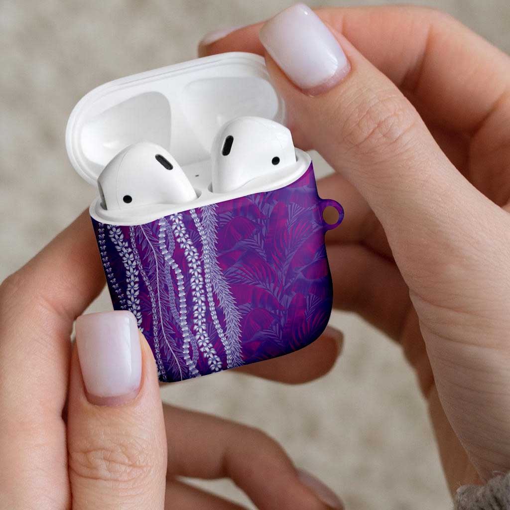 Hawaii Prince Kuhio AirPods Case Violet Hawaiian Lau Maia With Leis