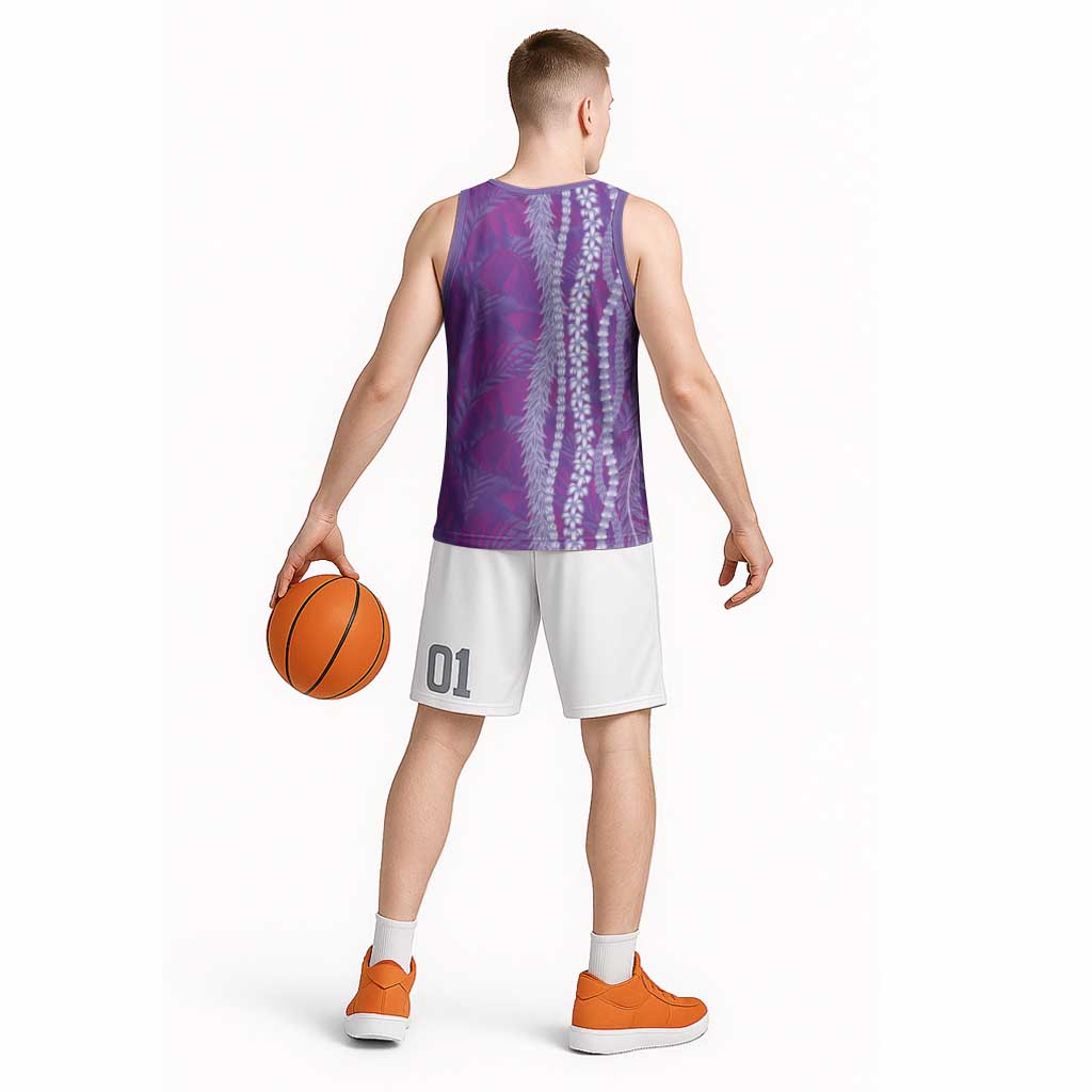 Hawaii Prince Kuhio Basketball Jersey Violet Hawaiian Lau Maia With Leis