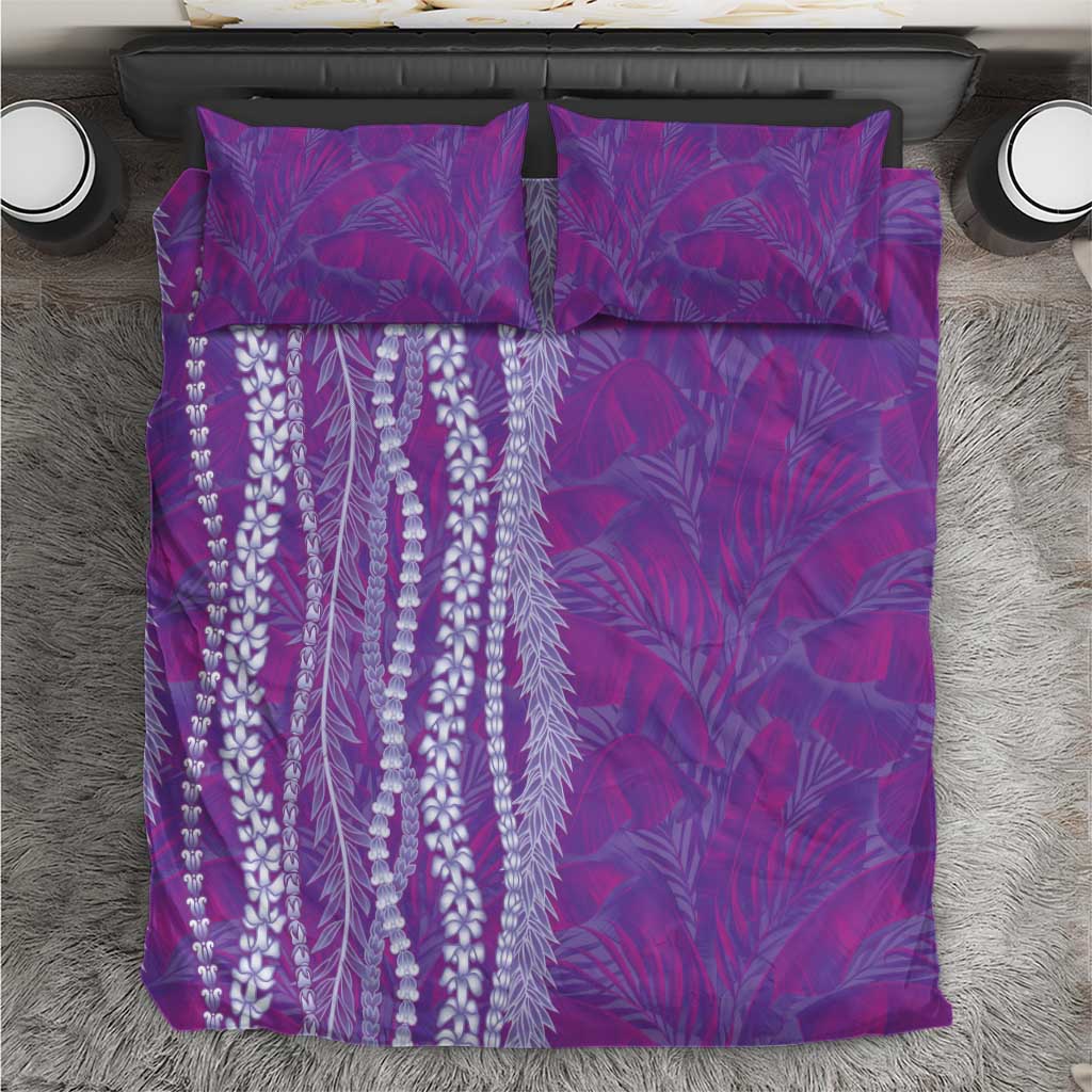 Hawaii Prince Kuhio Bedding Set Violet Hawaiian Lau Maia With Leis