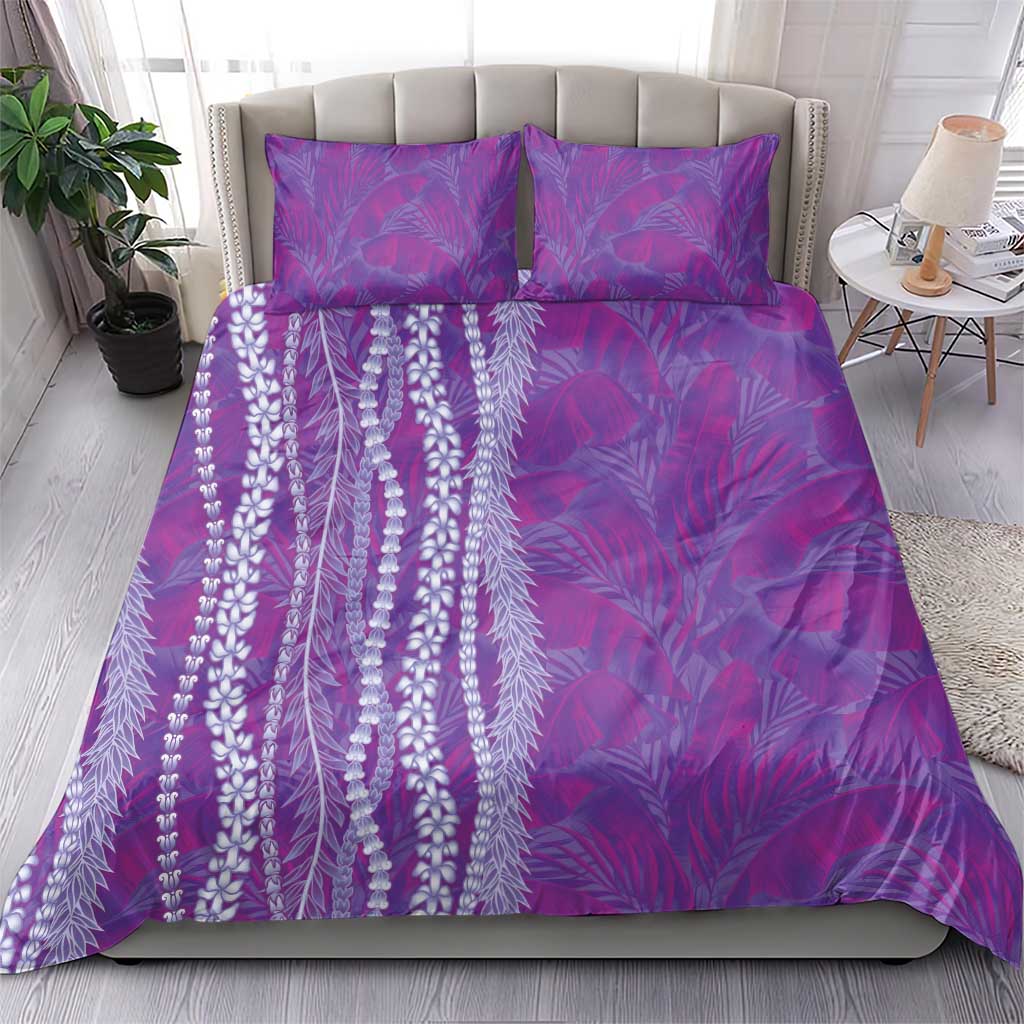 Hawaii Prince Kuhio Bedding Set Violet Hawaiian Lau Maia With Leis