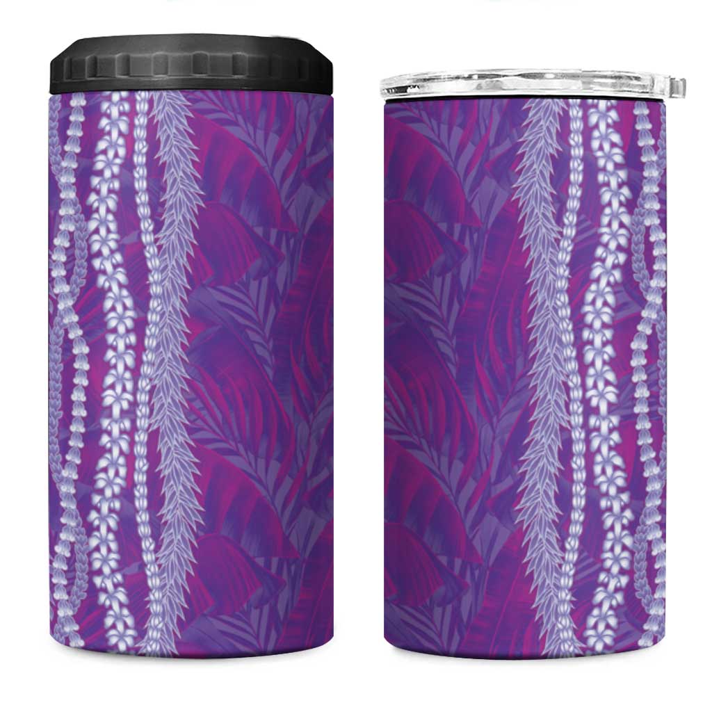 Hawaii Prince Kuhio 4 in 1 Can Cooler Tumbler Violet Hawaiian Lau Maia With Leis